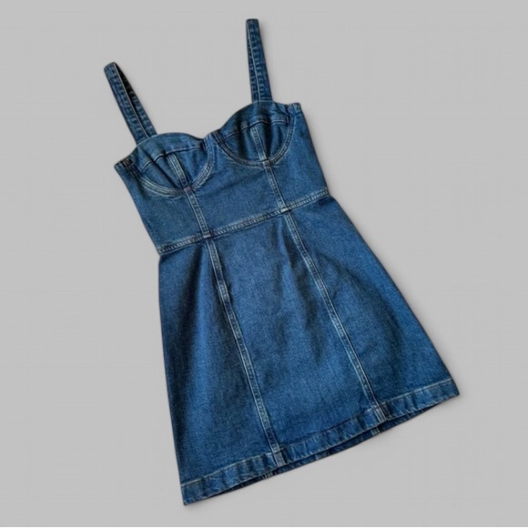 Reformation Nikki Bustier Mini Denim Dress Women’s Size 4 – Like New - Picture 4 of 9